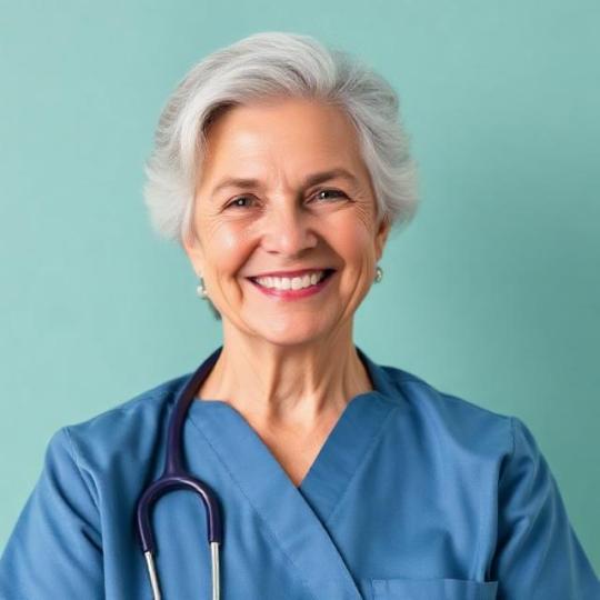 Portrait of a caring senior nurse or care coordinator, professional headshot